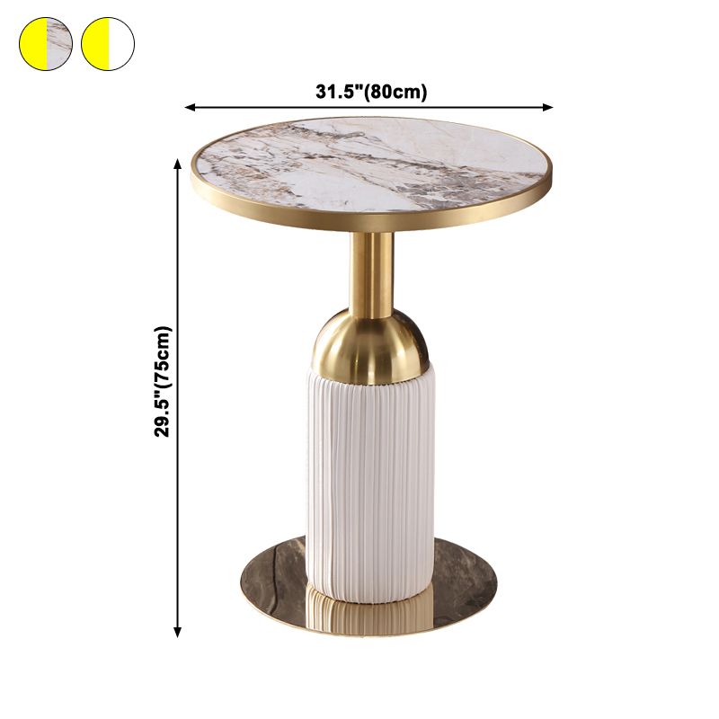 Mesa de comedor de piedra sinterizada de forma redonda, mesa con pedestal Glam para comedor