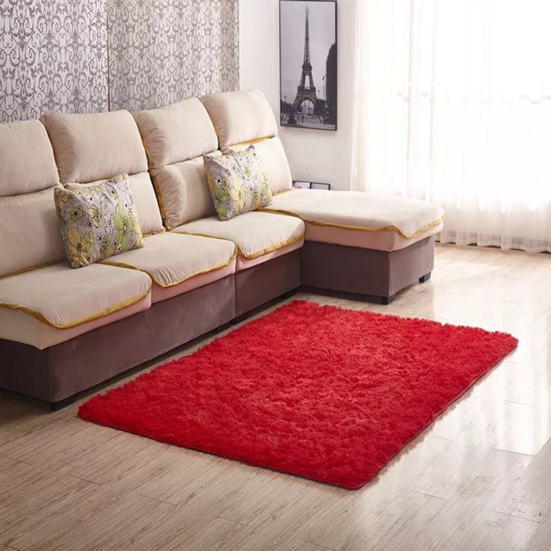 Novelty Plain Shag Carpet Polyester Indoor Rug Non-Slip Backing Area Carpet for Living Room
