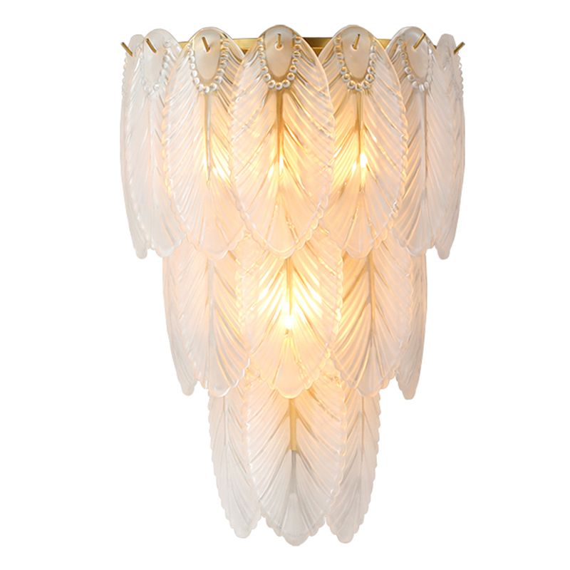 Modern Luxury Style Feather-shaped Wall Sconce Glass Sconces for Living Room