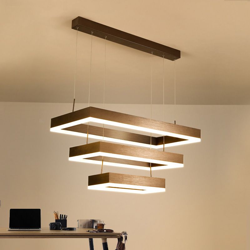 Brown Aluminum Chandelier Lighting Fixture Modern Clusters Pendant for Living Room
