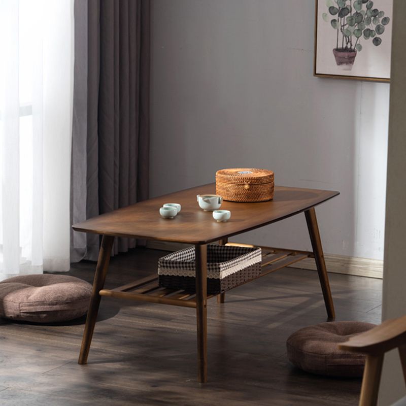 Contemporary Coffee Table 4 Legs Wooden Cocktail Table with Storage