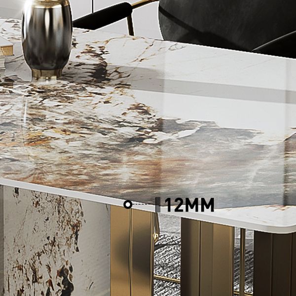Glam Style Dining Rectangle Table Dining Sintered Stone Table for Home