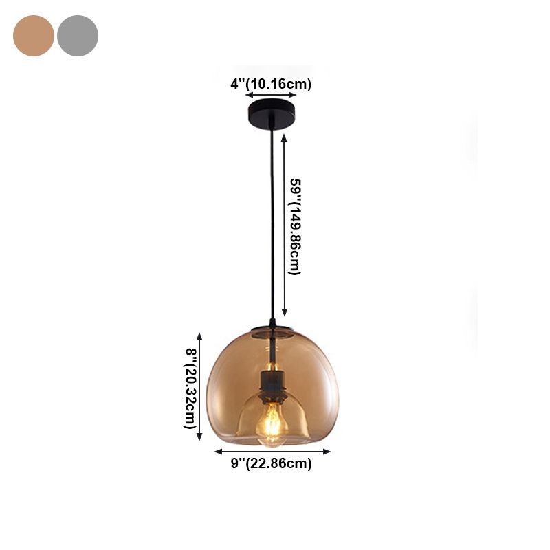 Modern Iron Pendant Light Globe Glass Hanging Lamp for Dining Room
