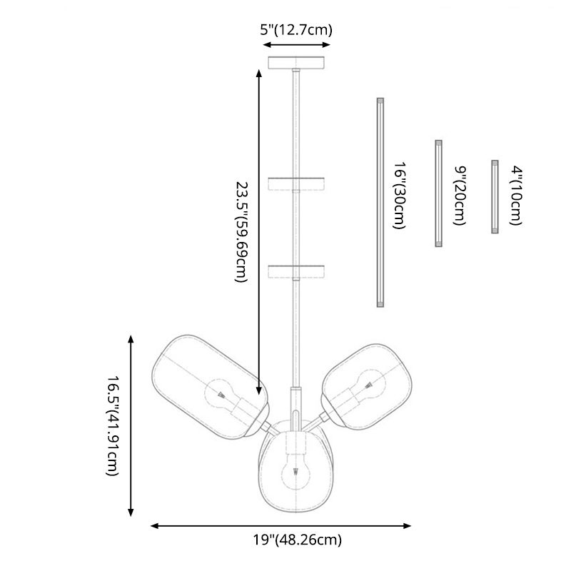 Multi-Color 4 Light Hanging Chandelier Modern Designer Glass Multiple Elliptical Pendant Lighting