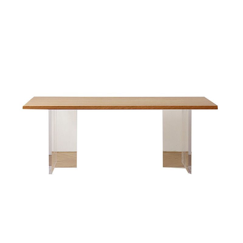 Glam Rectangle Table Wooden Table with Acrylic Legs for Home
