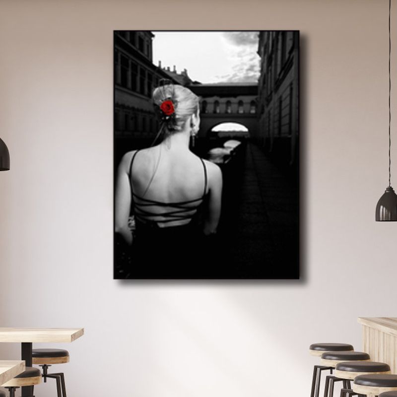 Photo Back of Woman Art Print Black Glam Wall Decor for Girls Bedroom, Multiple Sizes Available