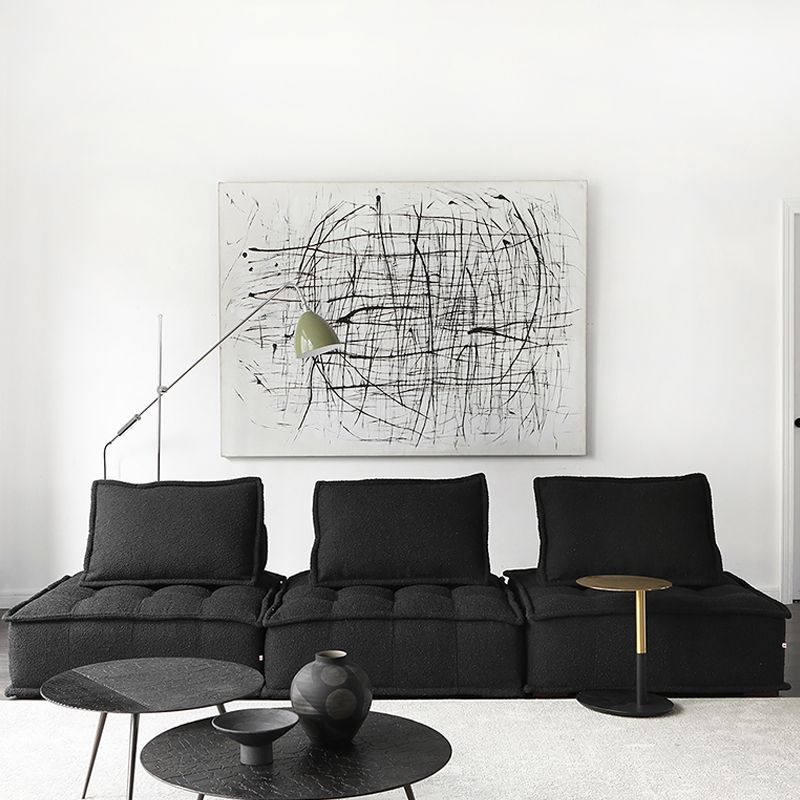 Modern Sofa with Bolster Pillows Armless Settee for Bonus Room