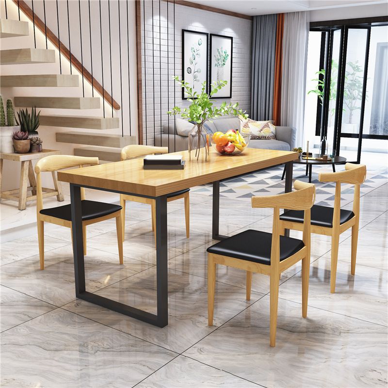 Industrial Dining Table Set 1/5/7 Pieces Solid Wood Dining Table with Chairs