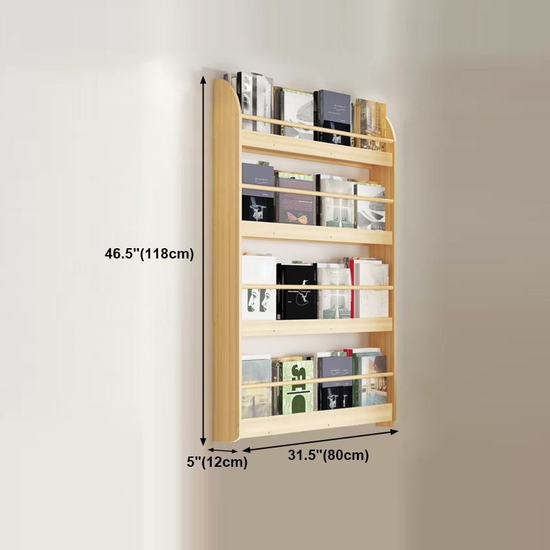 Wood Floating Bookcase Contemporary Style Wall Mounted Book Shelf