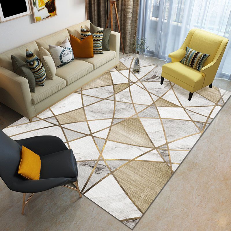 Funky Color Blocking Geometric Rug Multi Colored Nordic Rug Polypropylene Non-Slip Backing Pet Friendly Washable Rug for Room