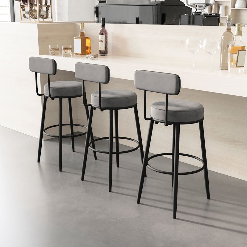 Fabric Upholstered Armless Bar Stools Scandinavian Round Seat Barstool
