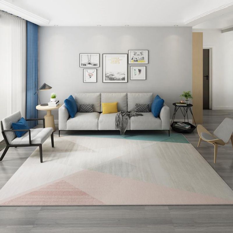 Casual Living Room Rug Multi Color Geometric Indoor Rug Polyster Non-Slip Backing Easy Care Area Carpet
