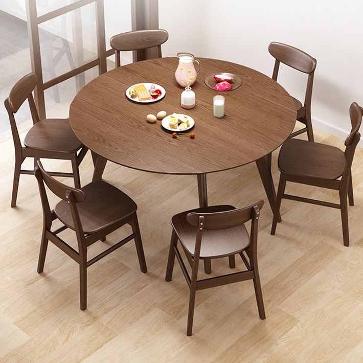Table à manger ronde extensible pour restaurant Table moderne en bois d'hévéa avec 4 pieds