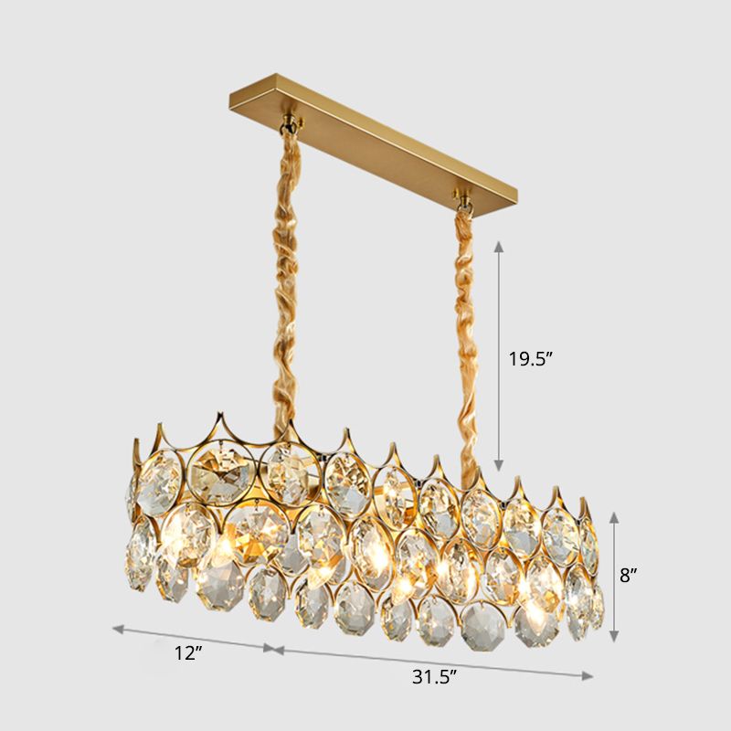 Beveled Cut Crystal Bead Hanging Lamp Postmodern Style Chandelier Pendant Light for Living Room