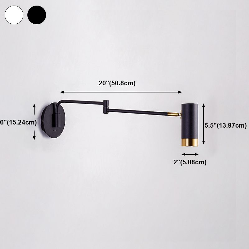 Modern Creative 1-Light Wall Lamp Cylindrical Iron Wall Light for Bedroom
