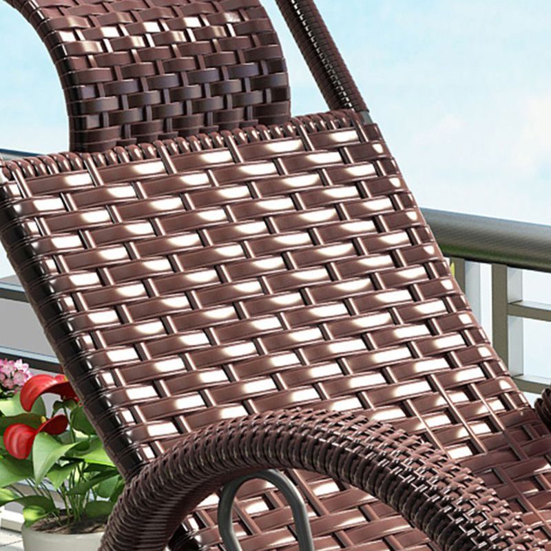 Contemporary Spindle Rattan Rocking Chair Metal Frame Wheel Handrail Design Rocker Chair