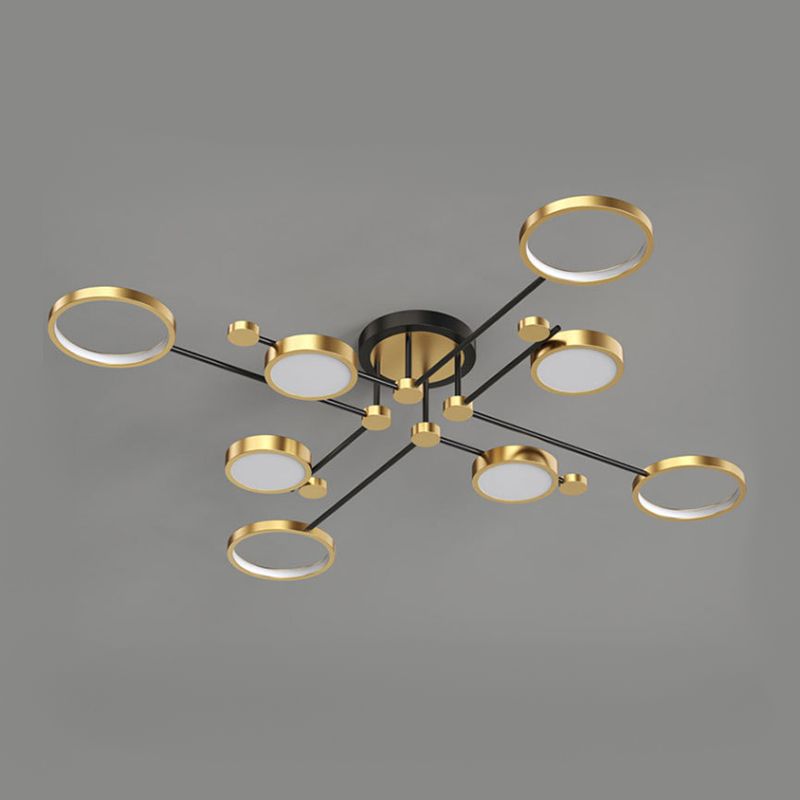 LED POSTERNO LIGHT LIGHT ANILLO NEGRO Y GOLDO SEMI FLUSH LIGHTIVE PARA SALA