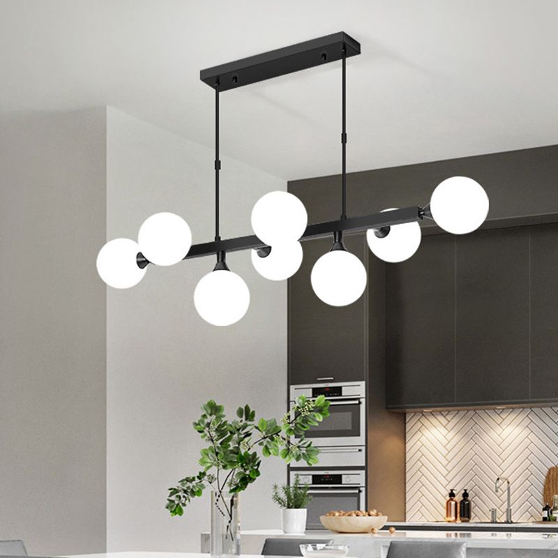 Opaline Glass Molecular Island Lighting Postmodern Style Suspension Light for Dining Room