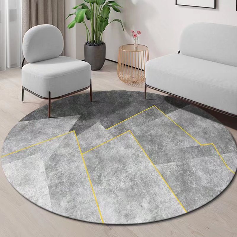 Gray Modern Rug Polyester Striped Rug Stain Resistant Rug for Living Room