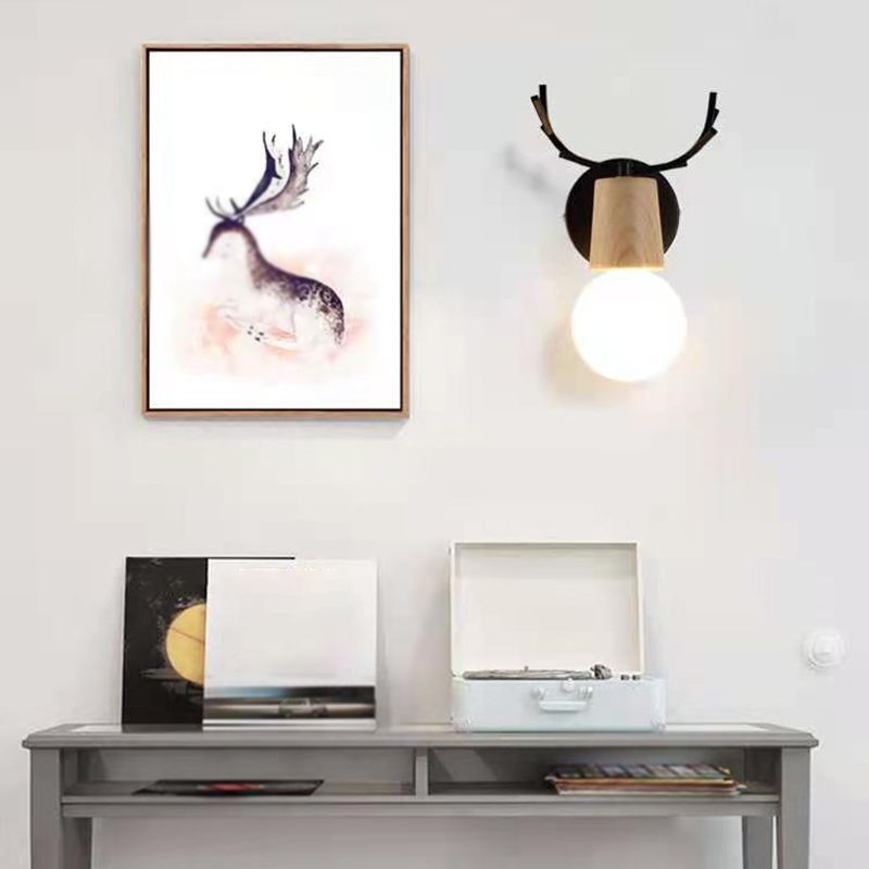 Unique Shape Wood Vanity Sconce Light Modern Style 1-Light Vanity Mirror Lights