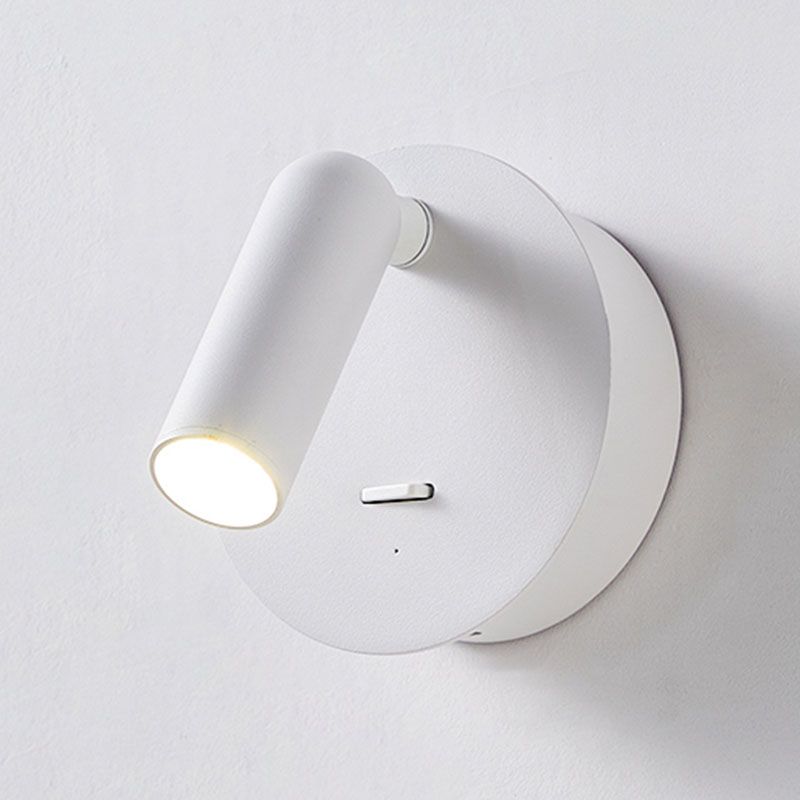 White Circular LED Wall Light in Modern Concise Style Aluminium Reading Wall Sconce for Bedroom