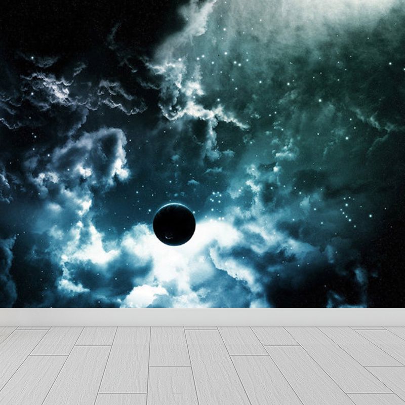 Contemporary Sky Wall Mural Non-Woven Textured Stain Resistant Light Color Wall Art for Playroom