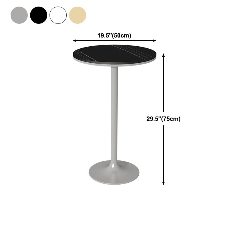 Glam Round Stone Bar Dining Table Iron Indoor Bistro Table with Single Pedestal