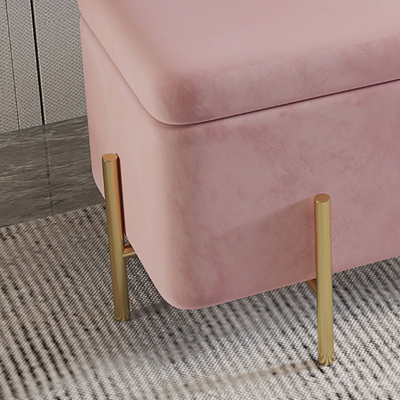 Ottoman Square Pure Color Velvet Scratch Resistant Ottoman with Storage