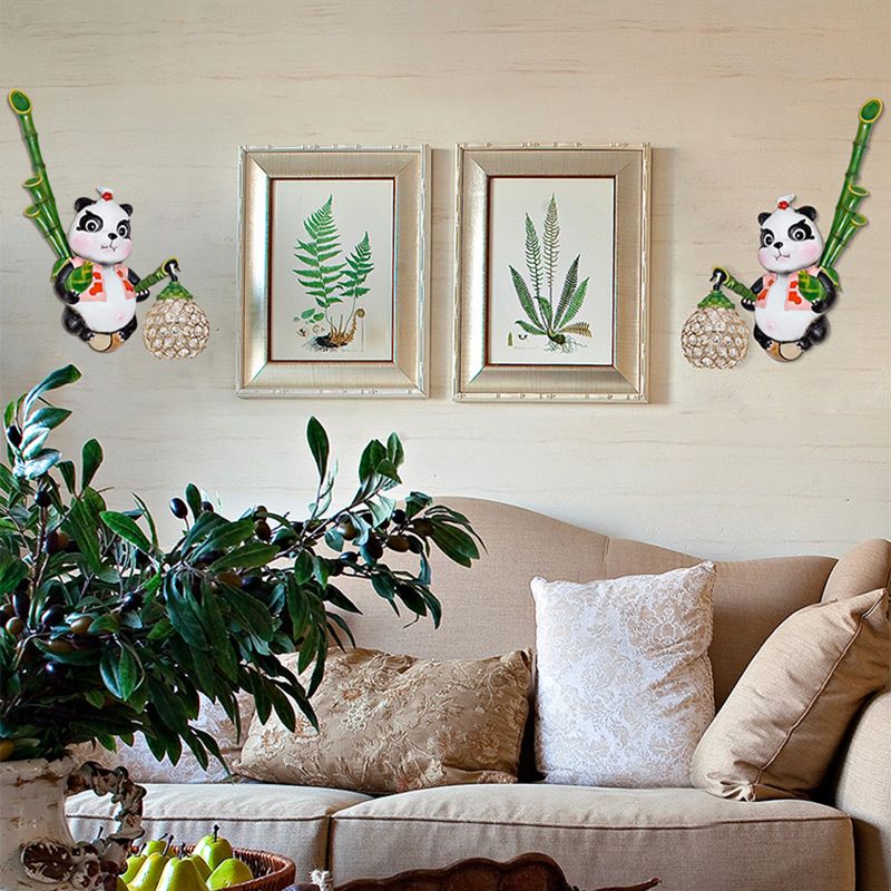 Dome Shade Wall Mount Light Loft Style Clear Crystal 1 Bulb Hallway Wall Lighting with Panda Backplate in Black/Red/Yellow