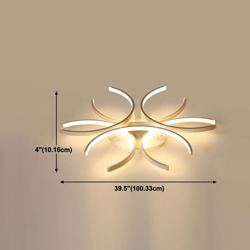 Zeitgenössische Flush -Leuchten linear 6 Leuchtmetall Flush -Brunnenlampen in Weiß