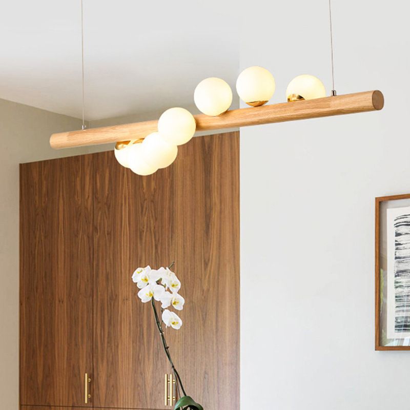 Wood Kitchen Island Lighting Contemporary Glass Shaded Ceiling Light for Home