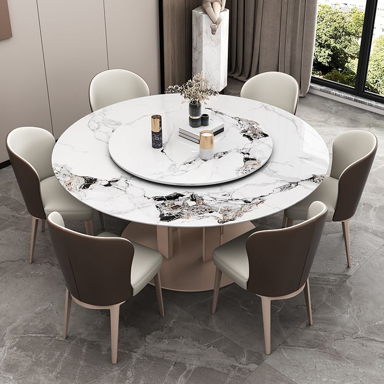 Round Stone Dining Room Table Traditional Luxury Table with Pedestal Casual