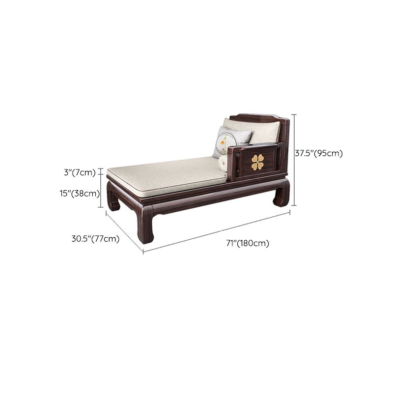 Traditional Brown with Arms Chaise Wood for Bedroom Living Room