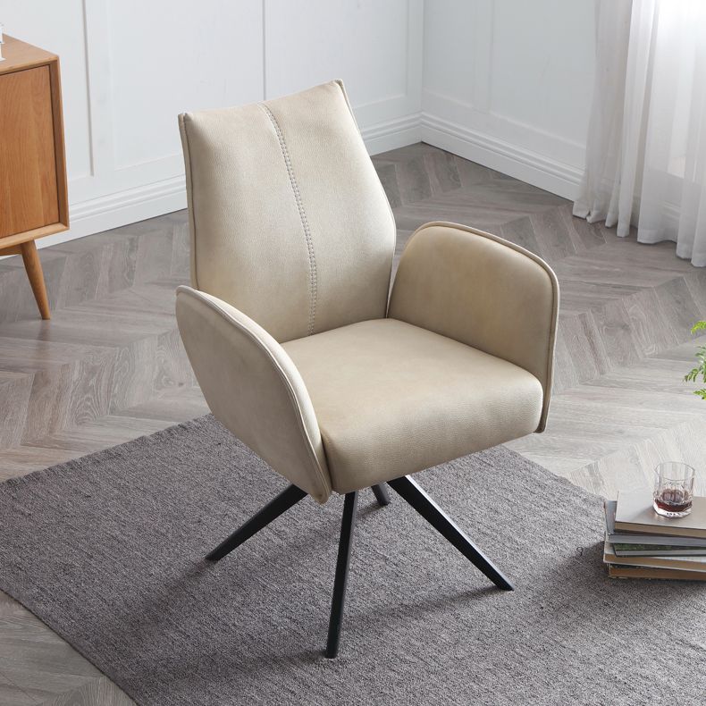 Sillas de comedor de piel sintética de diseño contemporáneo, sillas laterales con brazo trasero sólido para el hogar