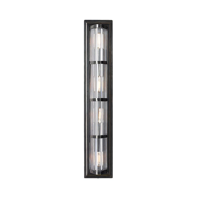 Tube Sconce Light Traditionary Metal 2/3/4 Heads Black/Gold Wall Lamp Fixture for Living Room