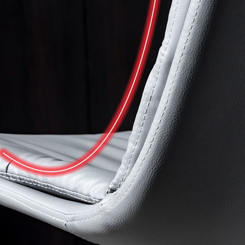 Modern Metal Barstool Faux Leather Footrest Stool Adjustable in Matte Finish