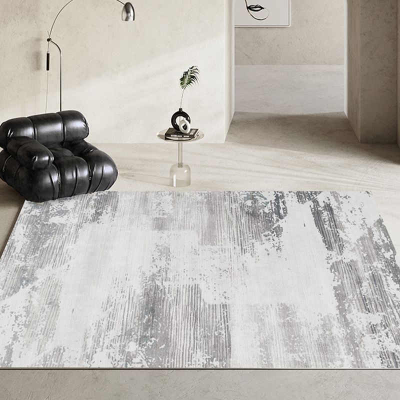 Grey Modern Area Rug Stripe Pattern Polyester Area Carpet Anti-Slip Washable Rug for Living Room