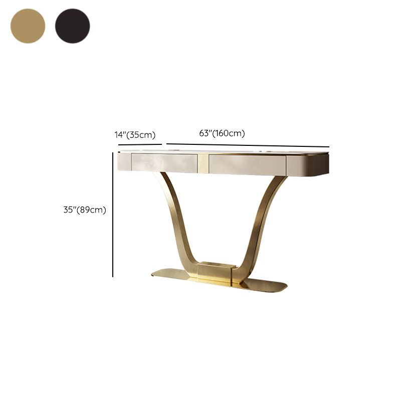 Half Moon Shape Contemporary Console Table Black/White Stone Console Sofa Table
