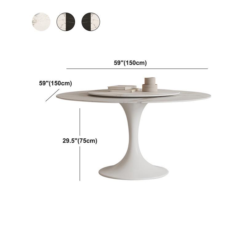 Table à manger ronde contemporaine en pierre, finition mate, Table tulipe pour la maison