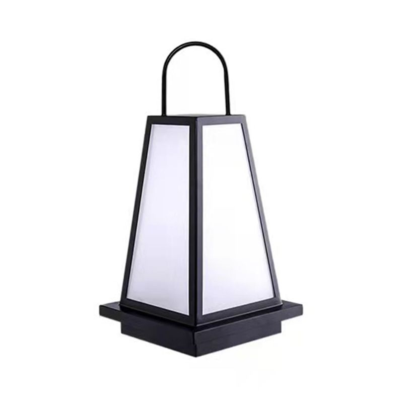 Modern Metal Solar Pillar Lamp Black Outdoor Waterproof Light