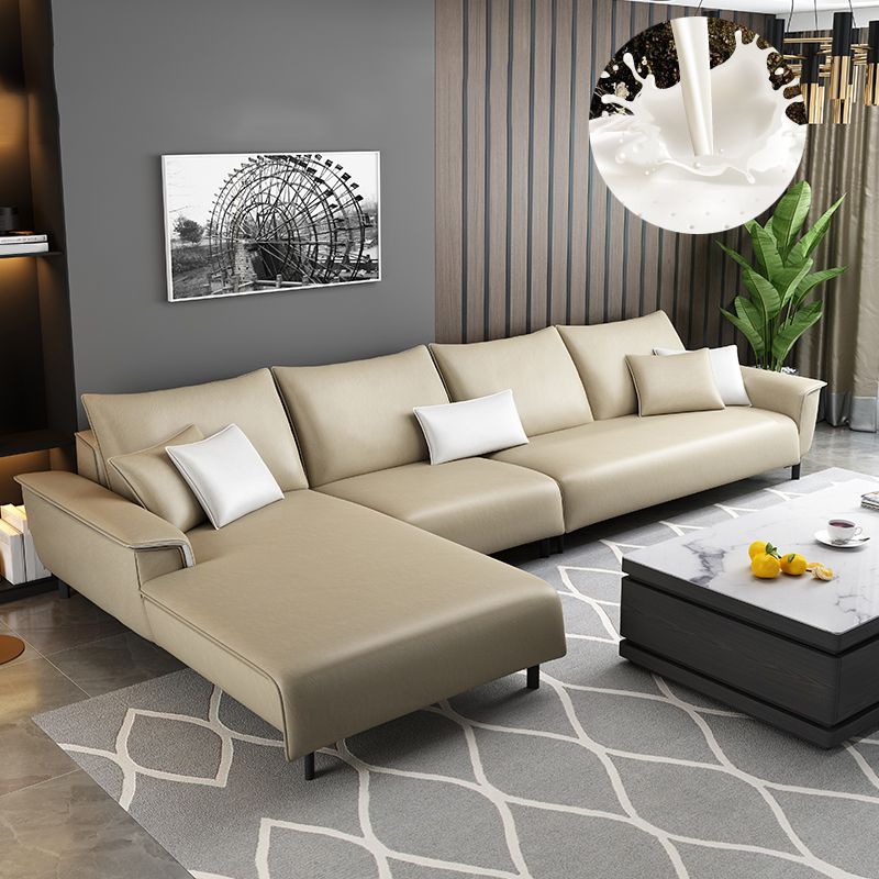 Modern 4 Pillows Back Sectional with Pillow Top Arms for Living Room