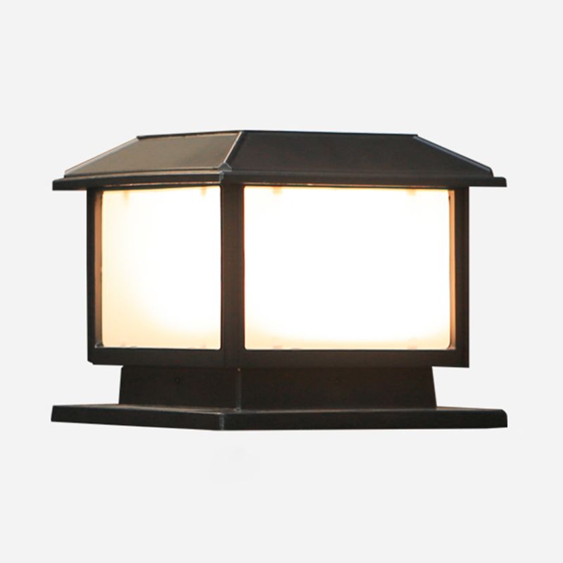 Rectangle Shape Metal Outdoor Lamp Modern Style 1-Light Solar Pillar Light