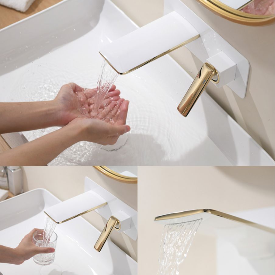 Waterfall Wall Mounted Bathroom Faucet Modern Lavatory Faucet