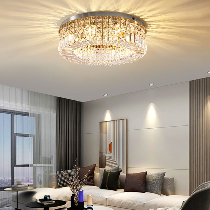 Contemporary Flush Mount Ceiling Light Crystal Flush Light for Living Room