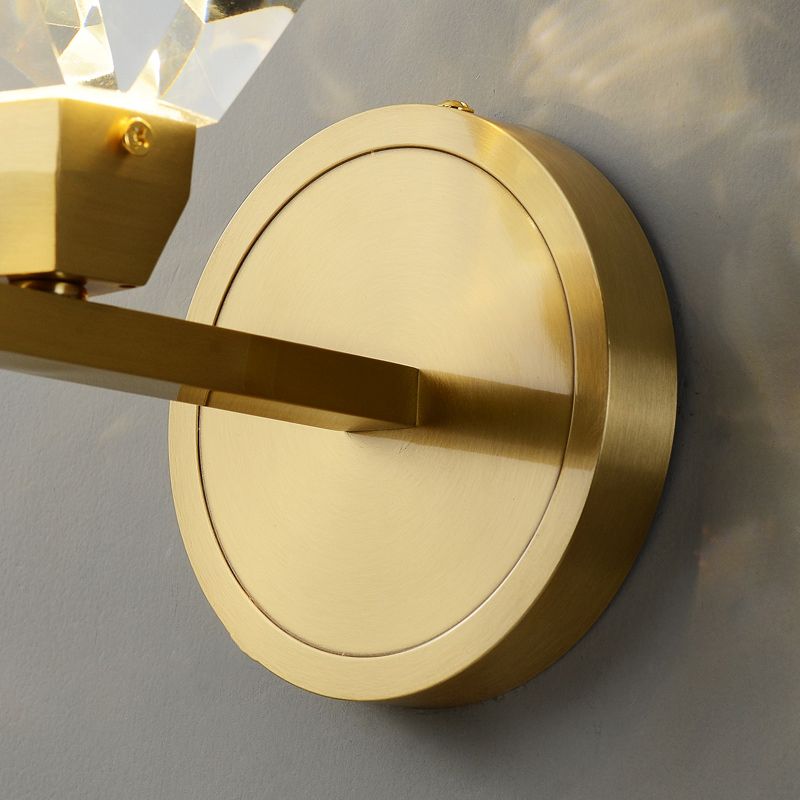 Modern Metal Wall Sconce Geometric Shape Wall Light with Crystal Shade for Bedroom