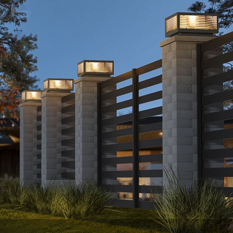 Modern Simple Metal Outdoor Light Square Shape Waterproof Pillar Lamp for Outdoor