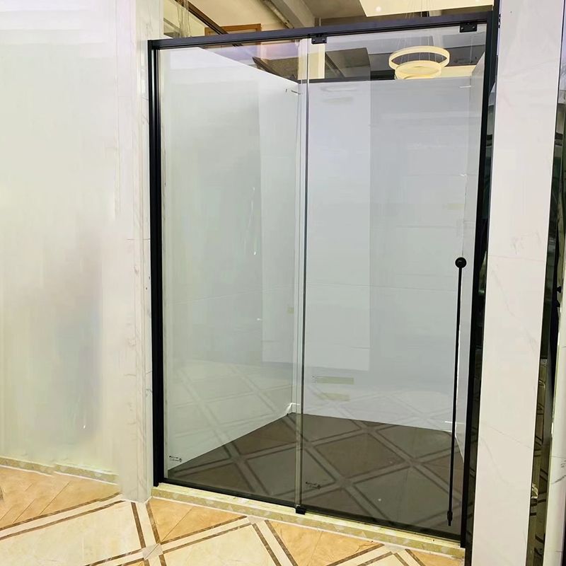 Tempered Glass Single Sliding Shower Bath Door Transparent Metal Framed Shower Door