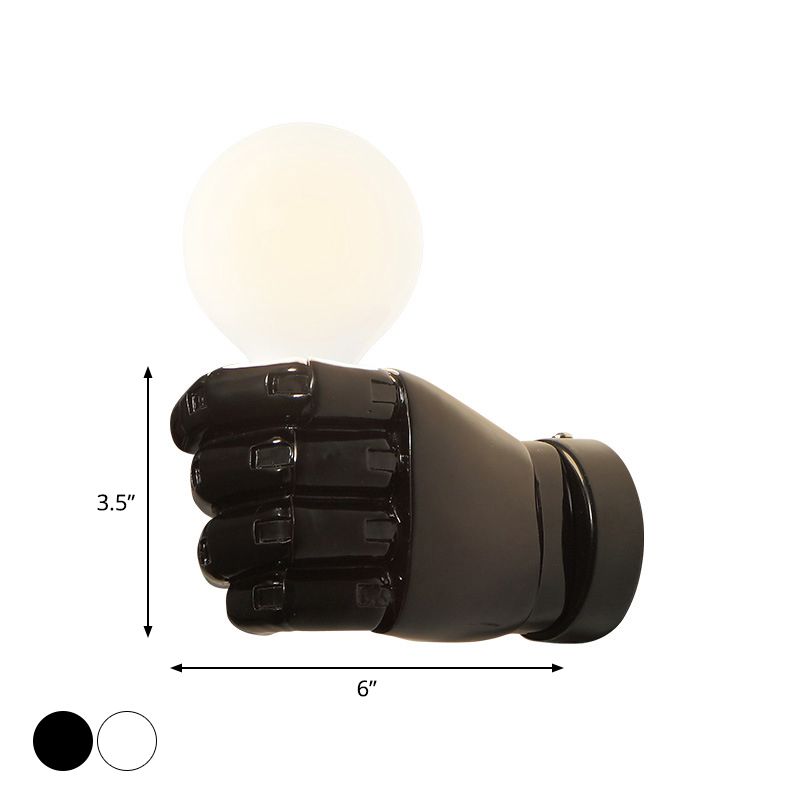 Fist Wall Sconce Art Deco Resin 1-Head White/Black Wall Mounted Light for Office