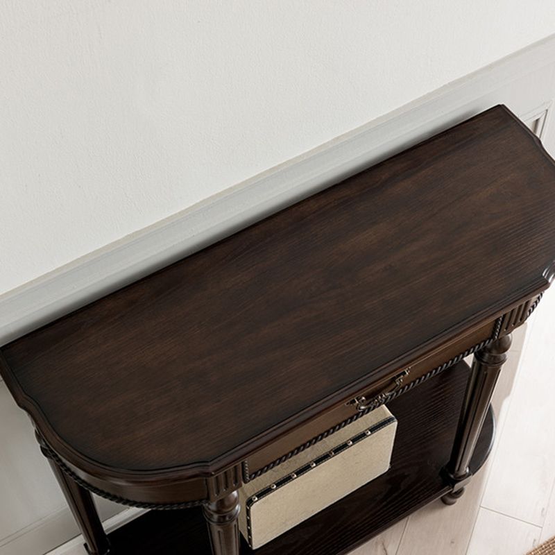 Mid-Century Modern Solid WoodTable, 35.43" H Console Accent Table in Brone
