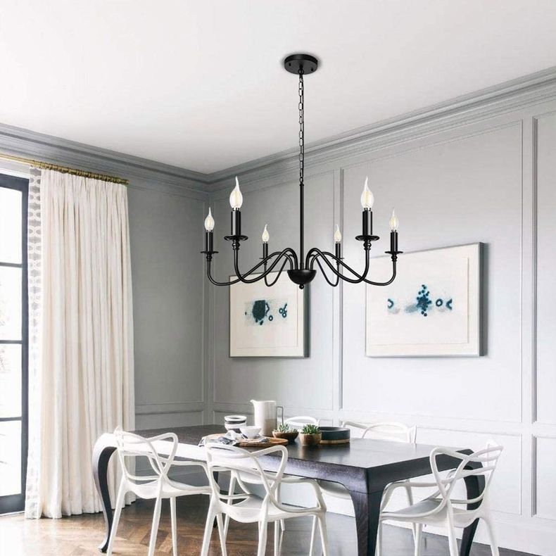 6-Lights Industrial Vintage Chandelier Metal Candlestick Lamp Holder Hanging Lamp for Restaurants Bar